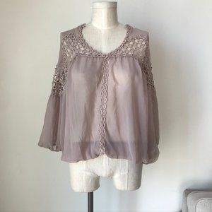 G Collection Beige Sheer Blouse